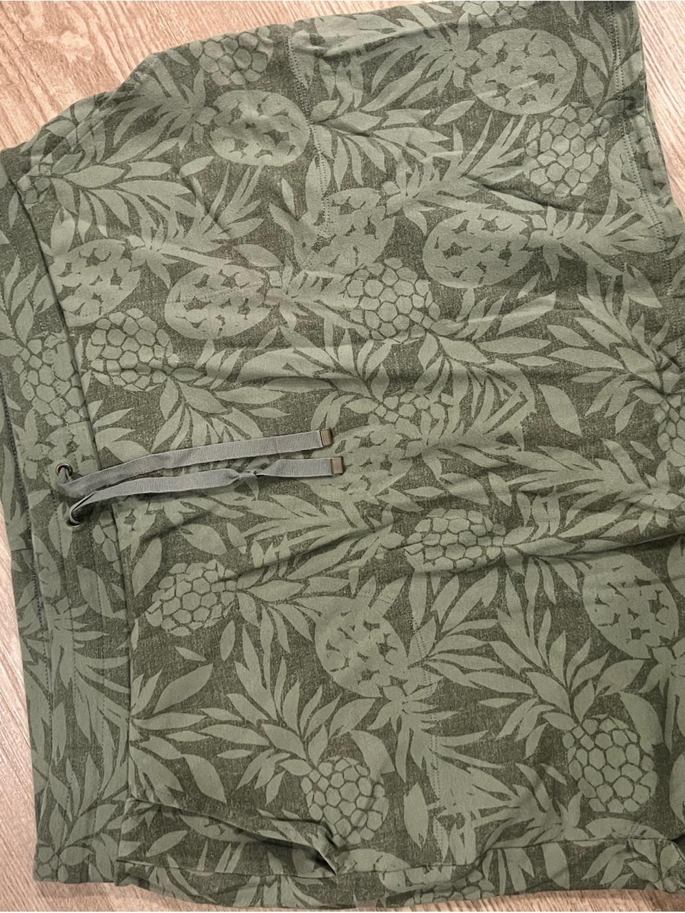 Olive Green Casual Shorts with White Logo Drawstring
